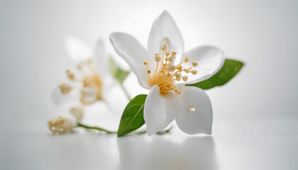 jasmine flower, isolated white background, copy space for text  