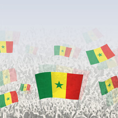 Crowd of people waving flag of Senegal square graphic for social media and news.