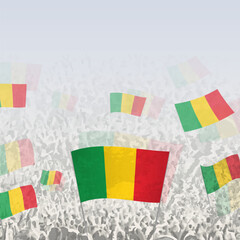 Crowd of people waving flag of Mali square graphic for social media and news.