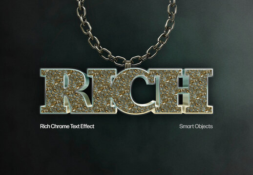 Rich Chrome Text Effect Mockup