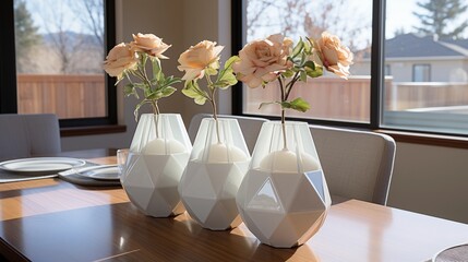 Light Gray and White Geometric Table Centerpiece
