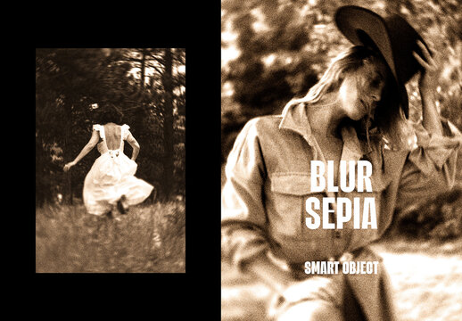 Sepia Blur Poster Photo Effect Mockup