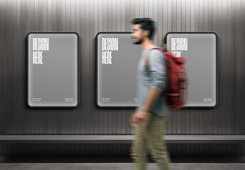 Subway Lightbox Poster Mockup With Generative AI