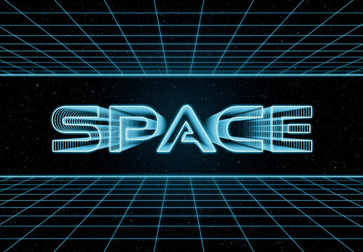 Synthwave 3D Neon Text Effect Mockup