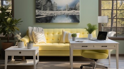 Lime and White Home Office Haven