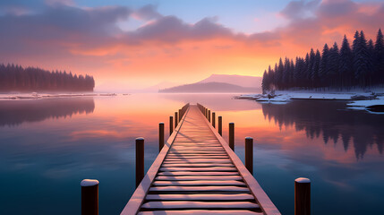 Naklejka premium Peaceful lake background, nature, ecology, ecotourism