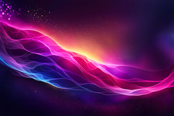 Multicolor shiny smoke waves abstract flowing on dark background