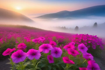 A Field Bursting With Pink Flowers Under the Sun