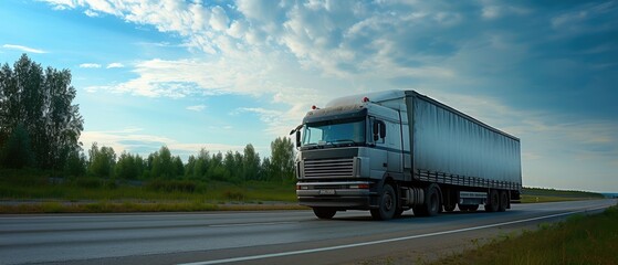 Long Haul Commercial Truck on Open Road