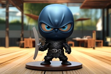 A 3D ninja character, cloaked in mystery and stealth, navigates through the digital realm with sleek and stylish graphics, embodying the essence of modernity and charm. Generative AI.