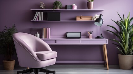 Minimalist Light Purple and Gray Home Office