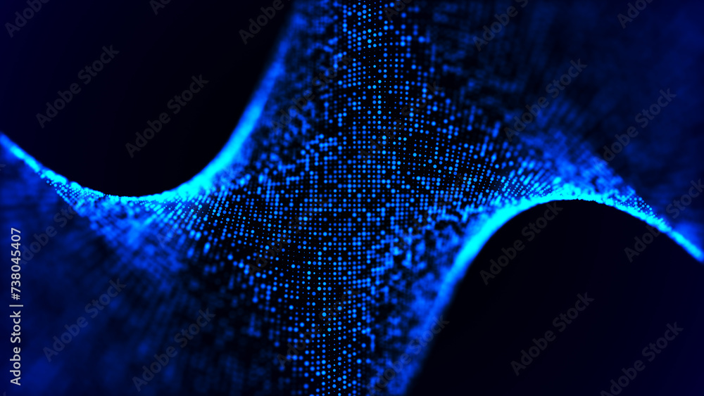 Poster a bright wave of luminous dots. network connection structure. big data. futuristic background for pr
