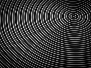 Smooth concentric black rings or circles waves background wallpaper banner flat lay top view
