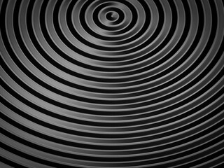 Smooth concentric black rings or circles waves background wallpaper banner flat lay top view