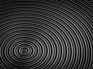 Smooth concentric black rings or circles waves background wallpaper banner flat lay top view