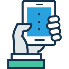 M Commerce flat and line icon