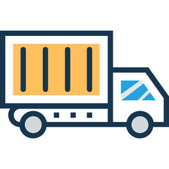 An icon of delivery van flat design 