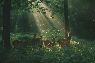 Rolgordijnen deer in the forest © Dalidista