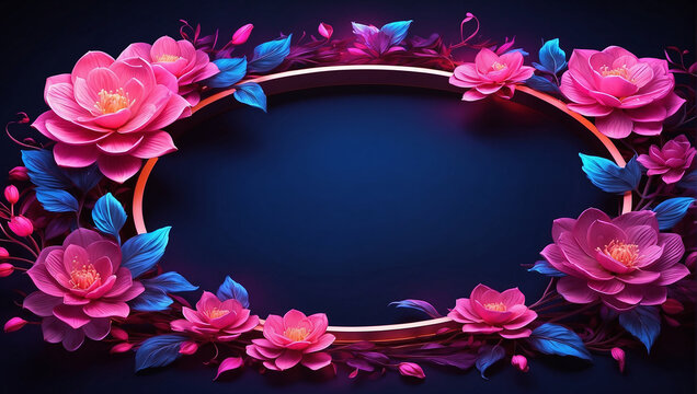  flower frame frame on black frame with pink flowers
