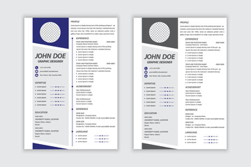 Professional modern resume template with two color variations, vector pro illustration, and editable template - obrazy, fototapety, plakaty