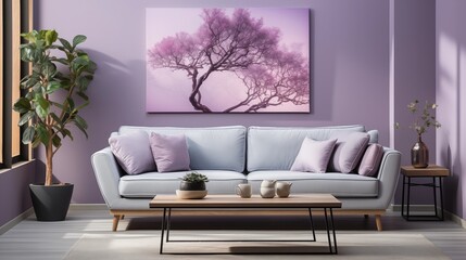 Modern Light Purple and Gray Living Room
