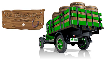 Vector Saint Patrick vintage beer truck - 738048049