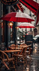 Parisian cafe in the rain