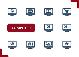 Computer Icons. Screen, Monitor, Online Shopping, E-commerce, Travel, Real Estate, Smarthome Icon