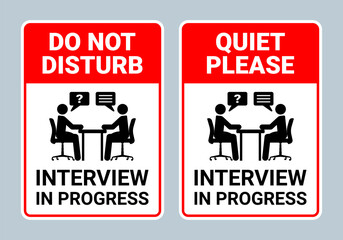 Interview in progress sign collection