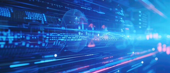 Obraz premium Futuristic Data Center with Global Network Connectivity