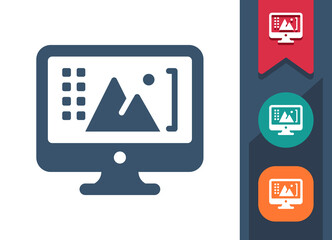 Computer Screen Icon. Monitor, PC, Photo Editing