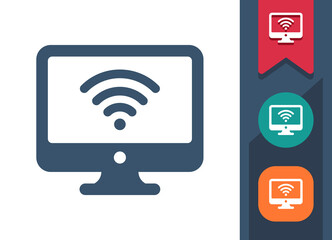 Computer Screen Icon. Monitor, PC, WiFi, Wi-Fi, Wireless, Internet