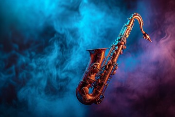 A saxophone instrument for playing jazz music on it - obrazy, fototapety, plakaty