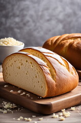 Freshly Baked Sliced Bread on Wooden Board