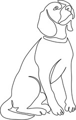 continuous line drawing of cute dog