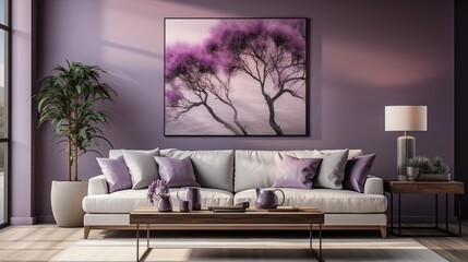 Modern Purple and Silver Living Room