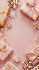 Fototapeta na wymiar Pink background and mockup for birthday and gift.
