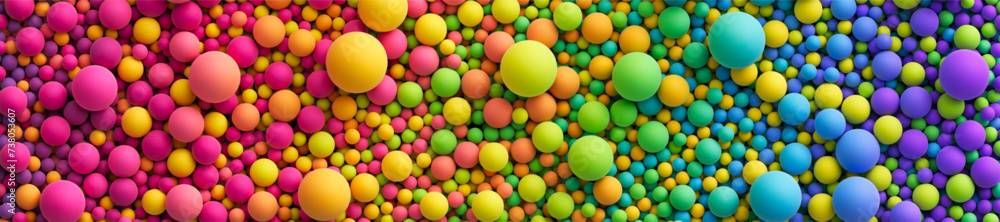 Poster vector colorful balls background for kids zone or children's playroom. wide banner or header with ma