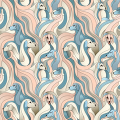 Dog aesthetic seamless pattern 001