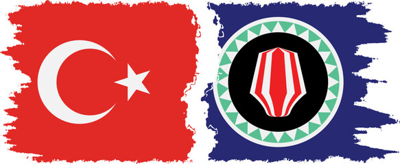 Bougainville and Turkey grunge flags connection vector