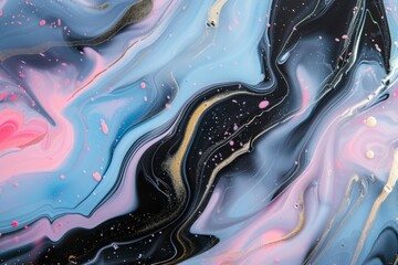 a pastel hydrodip marble shiny texture pattern in color of cyan and pink and black.