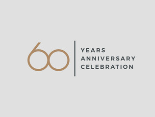 Sixty years celebration event. 60 years anniversary sign. Vector design template.
