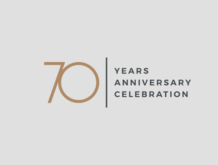 Seventy years celebration event. 70 years anniversary sign. Vector design template.
