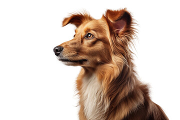 Close up of Dog. A detailed view of a dog up close, set against a plain Transparent background.