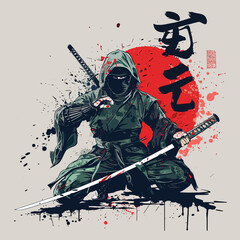 Japanese Ninja Illustration