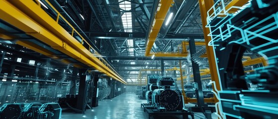 Modern Automated Robotics Production Line at Factory