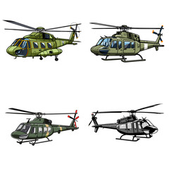 Army Helicopter (Military Helicopter) simple minimalist isolated in white background vector illustration