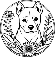 Puppy in flowers, vector illustration - 738058645