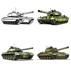 Military Tank (Tank) simple minimalist isolated in white background vector illustration