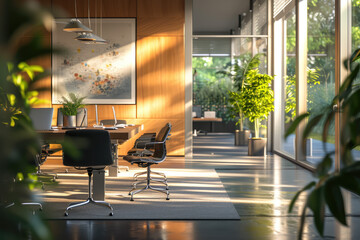 Editorial shot of a modern office, realistic